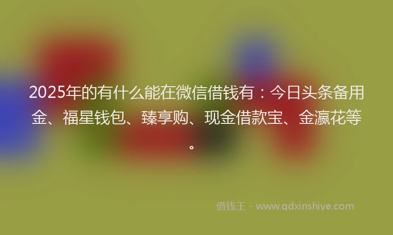 2025年的有什么能在微信借钱有：今日头条备用金、福星钱包、臻享购、现金借款宝、金瀛花等。
