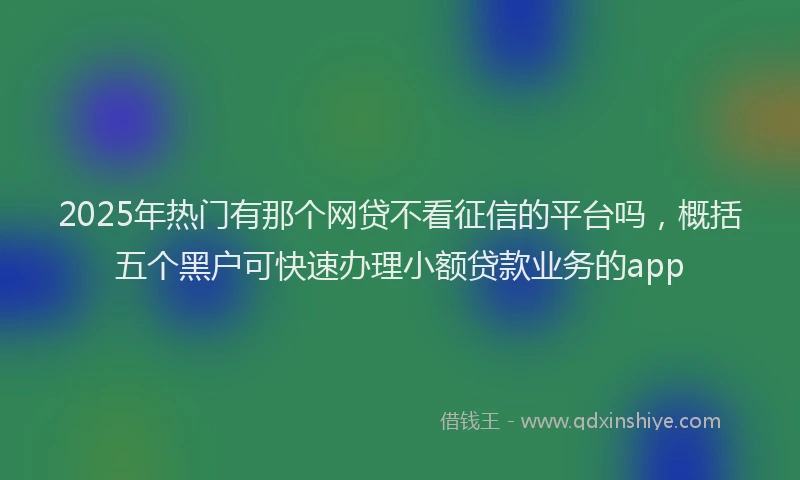 2025年热门有那个网贷不看征信的平台吗，概括五个黑户可快速办理小额贷款业务的app