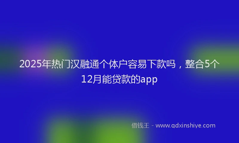 2025年热门汉融通个体户容易下款吗，整合5个12月能贷款的app