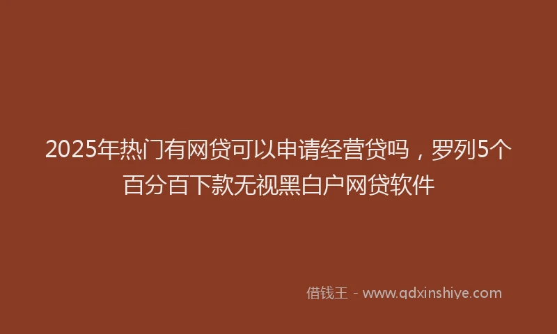 2025年热门有网贷可以申请经营贷吗，罗列5个百分百下款无视黑白户网贷软件
