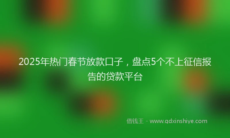 2025年热门春节放款口子，盘点5个不上征信报告的贷款平台