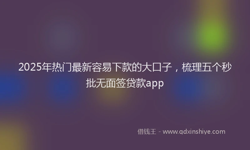 2025年热门最新容易下款的大口子，梳理五个秒批无面签贷款app