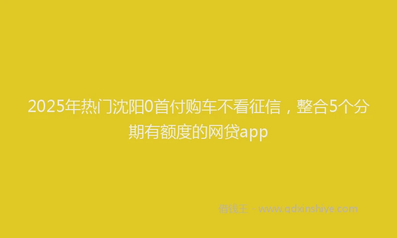 2025年热门沈阳0首付购车不看征信，整合5个分期有额度的网贷app