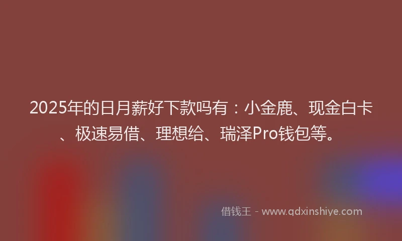 2025年的日月薪好下款吗有：小金鹿、现金白卡、极速易借、理想给、瑞泽Pro钱包等。