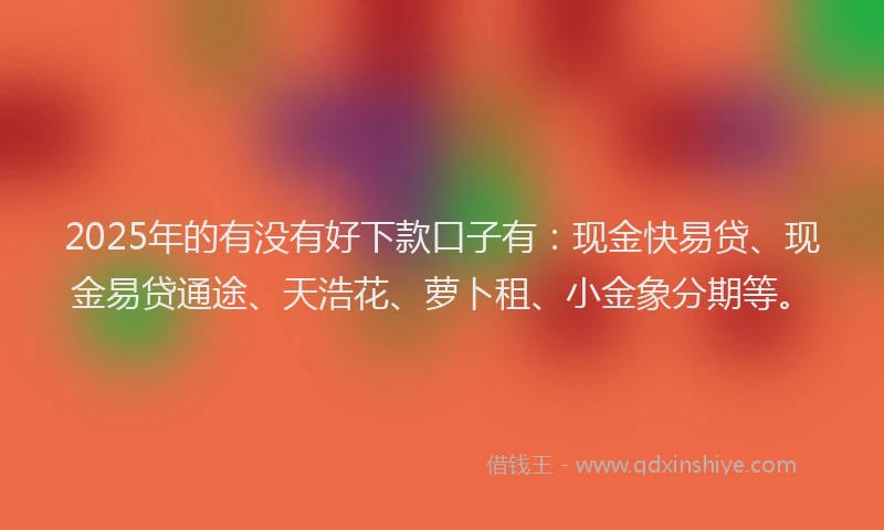 2025年的有没有好下款口子有：现金快易贷、现金易贷通途、天浩花、萝卜租、小金象分期等。