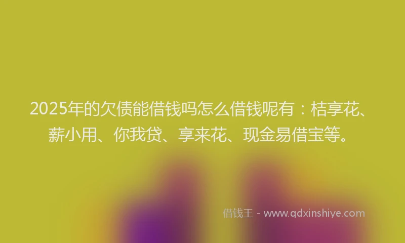 2025年的欠债能借钱吗怎么借钱呢有：桔享花、薪小用、你我贷、享来花、现金易借宝等。
