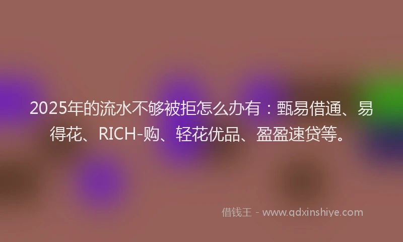 2025年的流水不够被拒怎么办有：甄易借通、易得花、RICH-购、轻花优品、盈盈速贷等。
