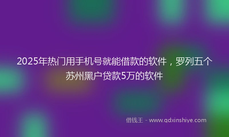 2025年热门用手机号就能借款的软件，罗列五个苏州黑户贷款5万的软件