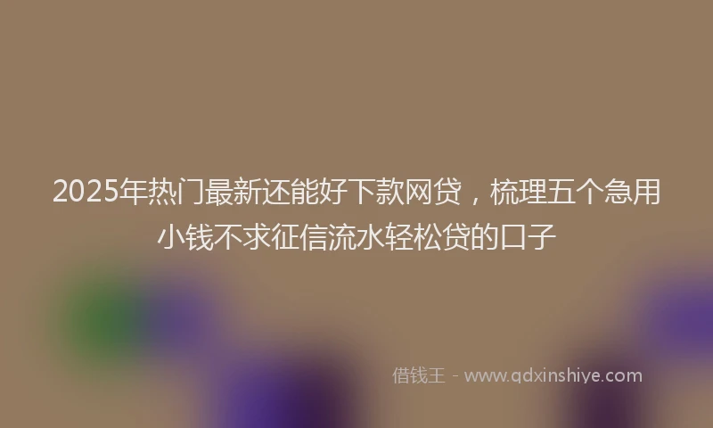2025年热门最新还能好下款网贷，梳理五个急用小钱不求征信流水轻松贷的口子