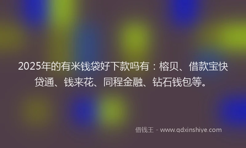 2025年的有米钱袋好下款吗有：榕贝、借款宝快贷通、钱来花、同程金融、钻石钱包等。