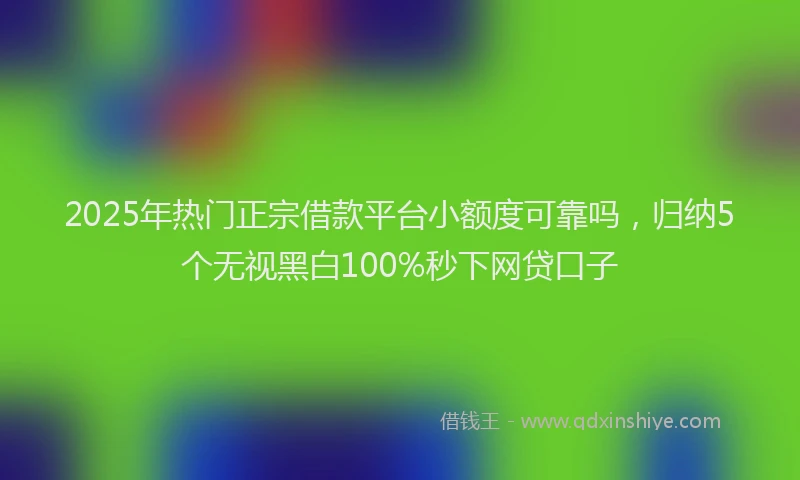 2025年热门正宗借款平台小额度可靠吗，归纳5个无视黑白100%秒下网贷口子