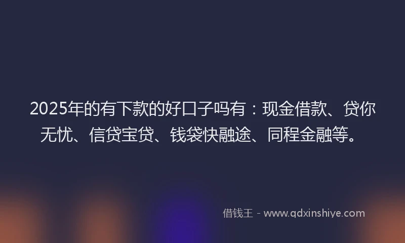 2025年的有下款的好口子吗有：现金借款、贷你无忧、信贷宝贷、钱袋快融途、同程金融等。