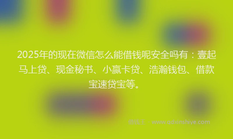 2025年的现在微信怎么能借钱呢安全吗有：壹起马上贷、现金秘书、小赢卡贷、浩瀚钱包、借款宝速贷宝等。