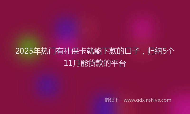 2025年热门有社保卡就能下款的口子，归纳5个11月能贷款的平台