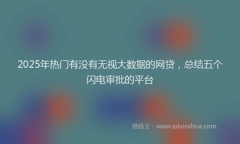 2025年热门有没有无视大数据的网贷，总结五个闪电审批的平台