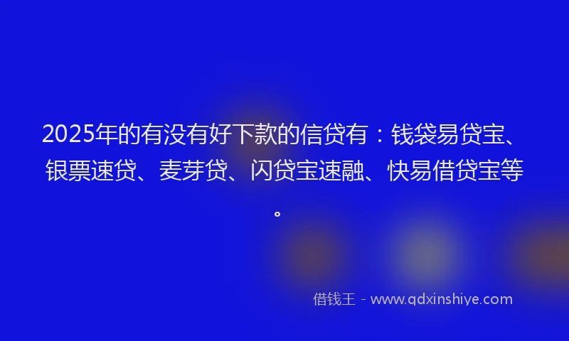 2025年的有没有好下款的信贷有：钱袋易贷宝、银票速贷、麦芽贷、闪贷宝速融、快易借贷宝等。