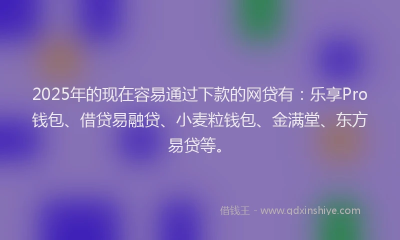 2025年的现在容易通过下款的网贷有：乐享Pro钱包、借贷易融贷、小麦粒钱包、金满堂、东方易贷等。
