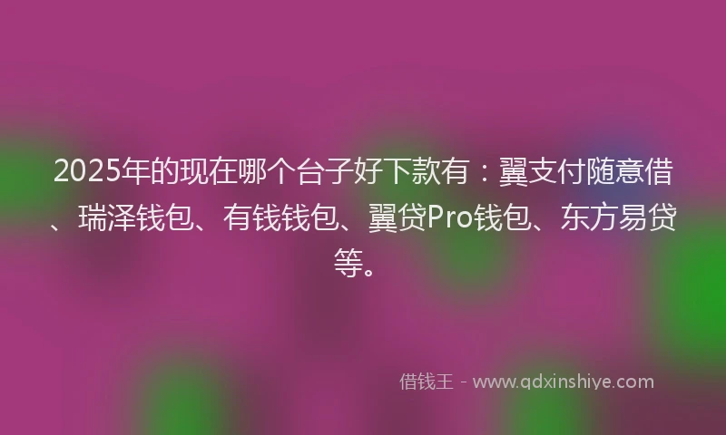 2025年的现在哪个台子好下款有：翼支付随意借、瑞泽钱包、有钱钱包、翼贷Pro钱包、东方易贷等。