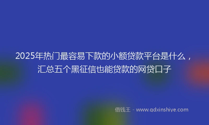 2025年热门最容易下款的小额贷款平台是什么，汇总五个黑征信也能贷款的网贷口子