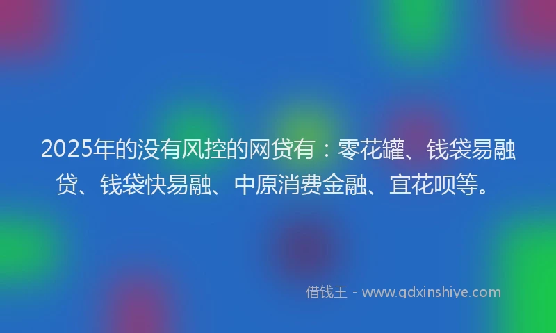 2025年的没有风控的网贷有：零花罐、钱袋易融贷、钱袋快易融、中原消费金融、宜花呗等。