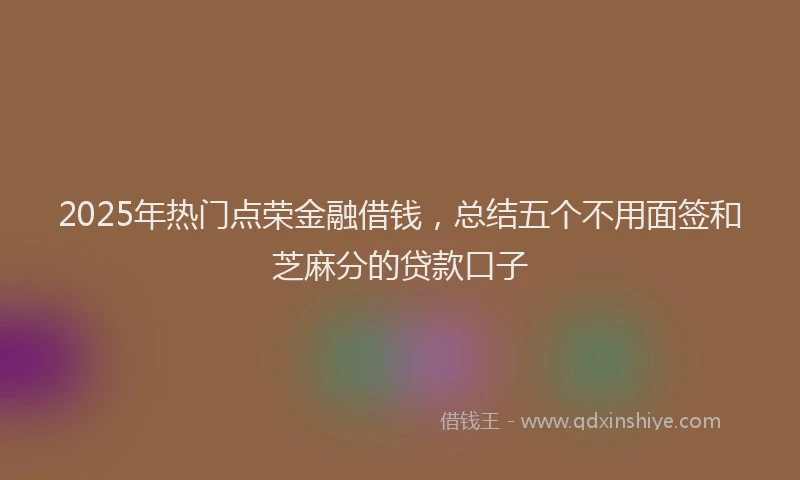 2025年热门点荣金融借钱，总结五个不用面签和芝麻分的贷款口子