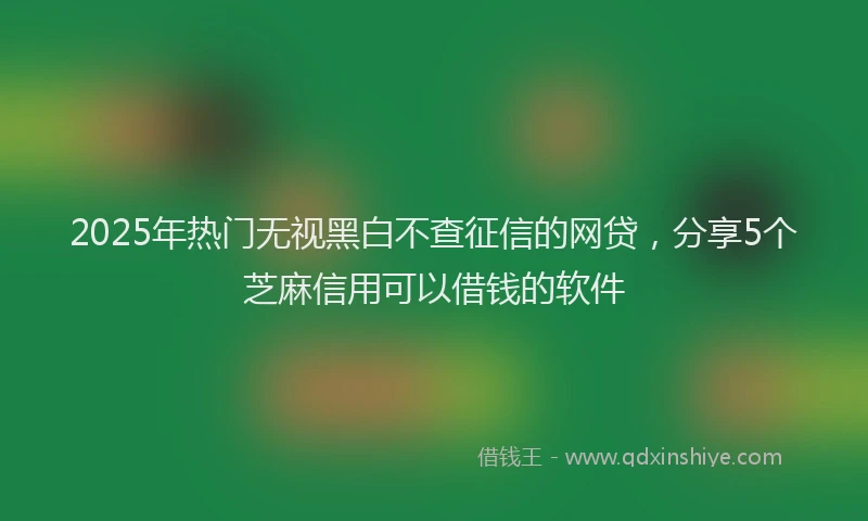 2025年热门无视黑白不查征信的网贷，分享5个芝麻信用可以借钱的软件