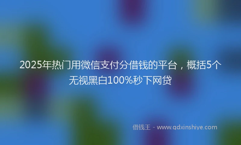 2025年热门用微信支付分借钱的平台，概括5个无视黑白100%秒下网贷