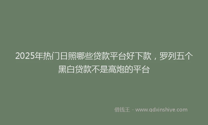 2025年热门日照哪些贷款平台好下款，罗列五个黑白贷款不是高炮的平台