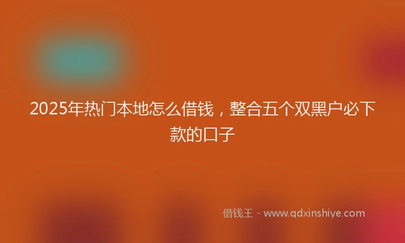 2025年热门本地怎么借钱，整合五个双黑户必下款的口子