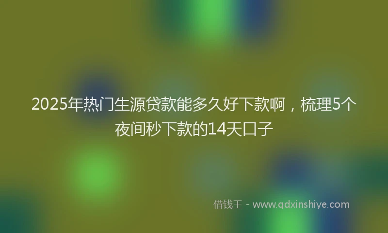 2025年热门生源贷款能多久好下款啊，梳理5个夜间秒下款的14天口子