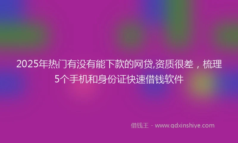 2025年热门有没有能下款的网贷,资质很差，梳理5个手机和身份证快速借钱软件