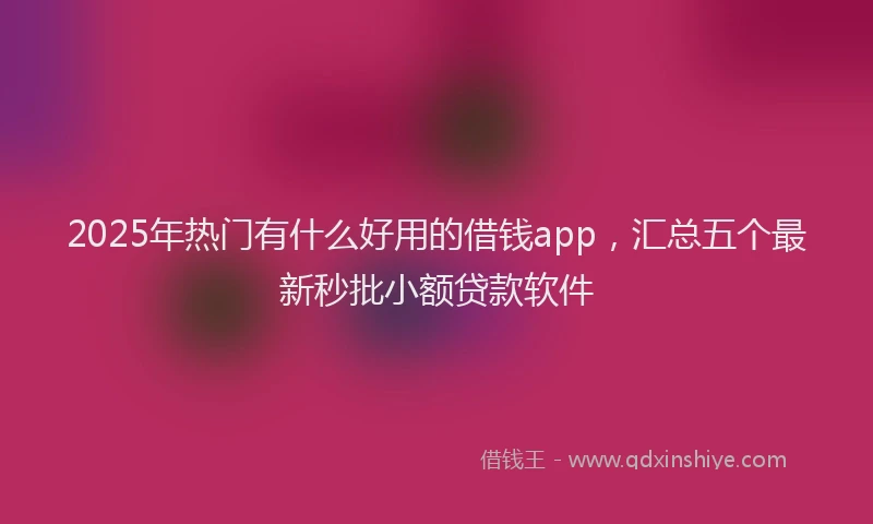 2025年热门有什么好用的借钱app，汇总五个最新秒批小额贷款软件