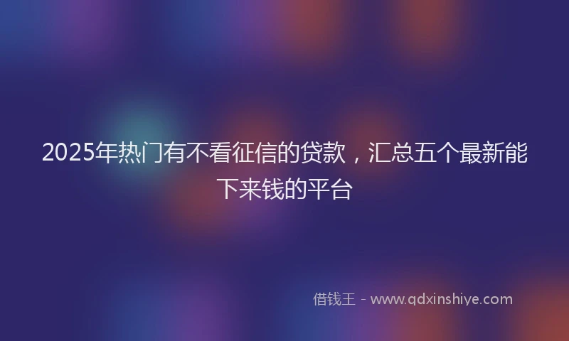 2025年热门有不看征信的贷款，汇总五个最新能下来钱的平台