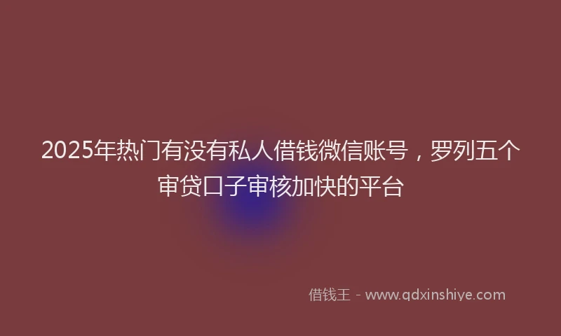 2025年热门有没有私人借钱微信账号，罗列五个审贷口子审核加快的平台