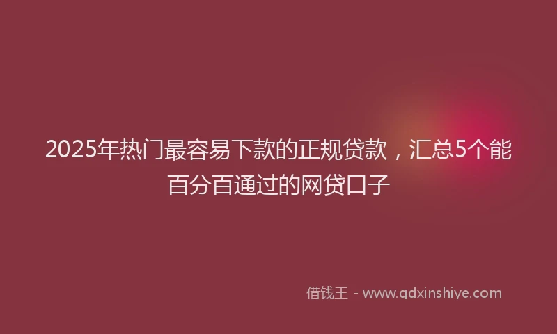 2025年热门最容易下款的正规贷款，汇总5个能百分百通过的网贷口子