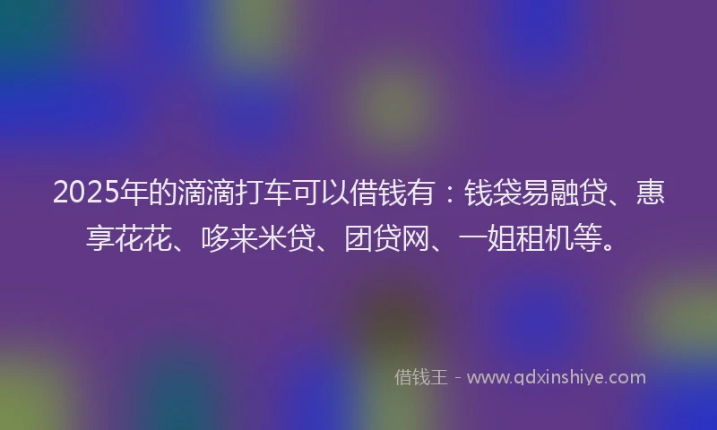 2025年的滴滴打车可以借钱有：钱袋易融贷、惠享花花、哆来米贷、团贷网、一姐租机等。