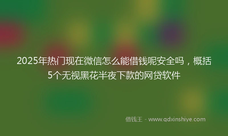 2025年热门现在微信怎么能借钱呢安全吗，概括5个无视黑花半夜下款的网贷软件