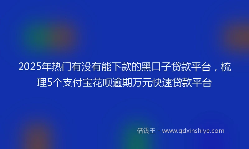 2025年热门有没有能下款的黑口子贷款平台，梳理5个支付宝花呗逾期万元快速贷款平台