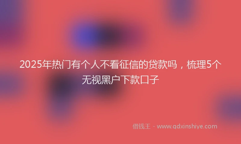 2025年热门有个人不看征信的贷款吗，梳理5个无视黑户下款口子