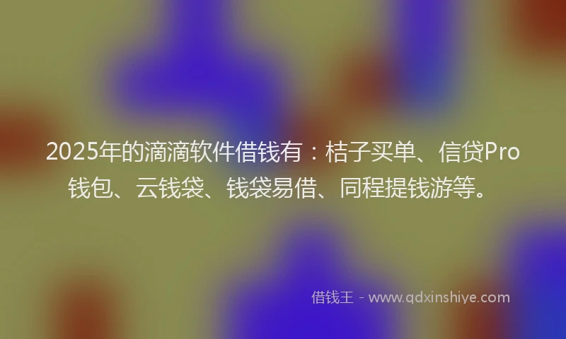 2025年的滴滴软件借钱有：桔子买单、信贷Pro钱包、云钱袋、钱袋易借、同程提钱游等。