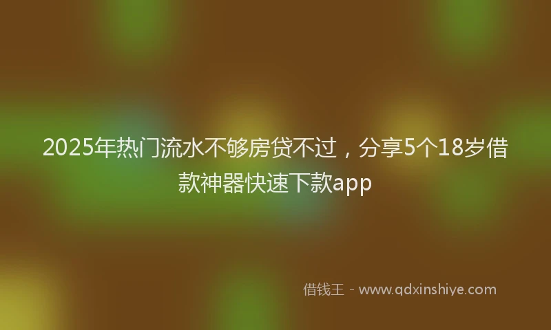 2025年热门流水不够房贷不过，分享5个18岁借款神器快速下款app
