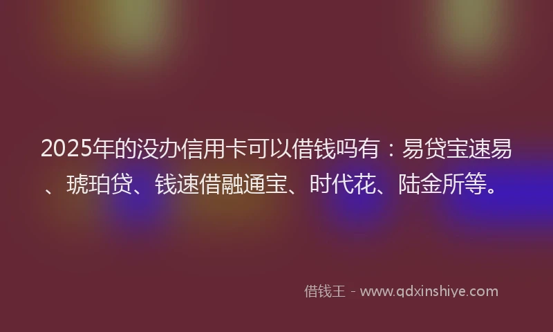 2025年的没办信用卡可以借钱吗有：易贷宝速易、琥珀贷、钱速借融通宝、时代花、陆金所等。