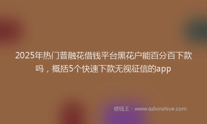 2025年热门普融花借钱平台黑花户能百分百下款吗，概括5个快速下款无视征信的app