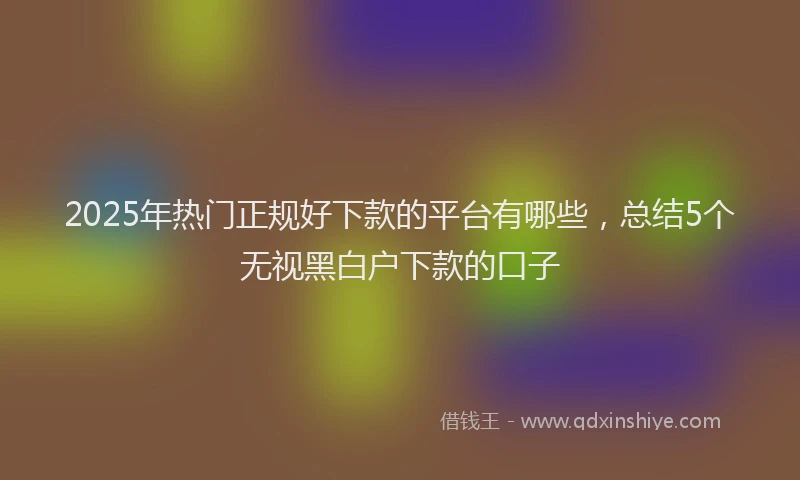 2025年热门正规好下款的平台有哪些，总结5个无视黑白户下款的口子