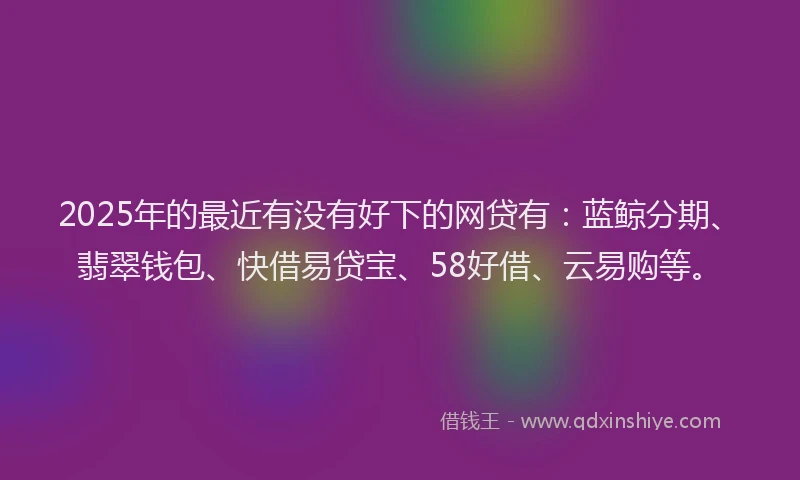2025年的最近有没有好下的网贷有：蓝鲸分期、翡翠钱包、快借易贷宝、58好借、云易购等。