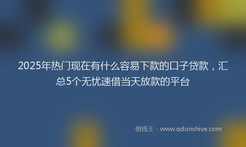 2025年热门现在有什么容易下款的口子贷款，汇总5个无忧速借当天放款的平台