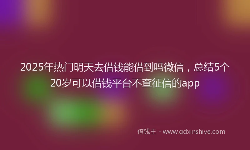 2025年热门明天去借钱能借到吗微信，总结5个20岁可以借钱平台不查征信的app