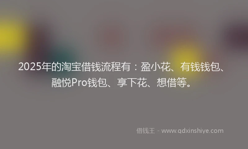 2025年的淘宝借钱流程有：盈小花、有钱钱包、融悦Pro钱包、享下花、想借等。