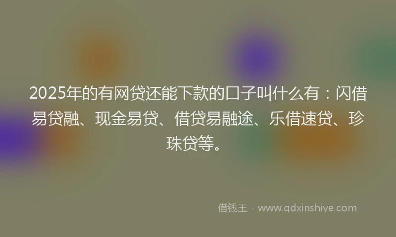 2025年的有网贷还能下款的口子叫什么有：闪借易贷融、现金易贷、借贷易融途、乐借速贷、珍珠贷等。