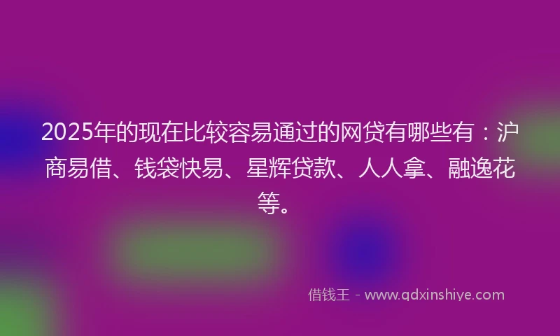 2025年的现在比较容易通过的网贷有哪些有：沪商易借、钱袋快易、星辉贷款、人人拿、融逸花等。